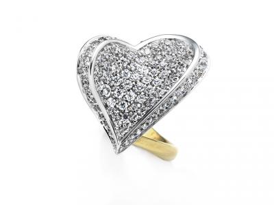 Anello a cuore Oro Bianco con Brillanti Zirconi